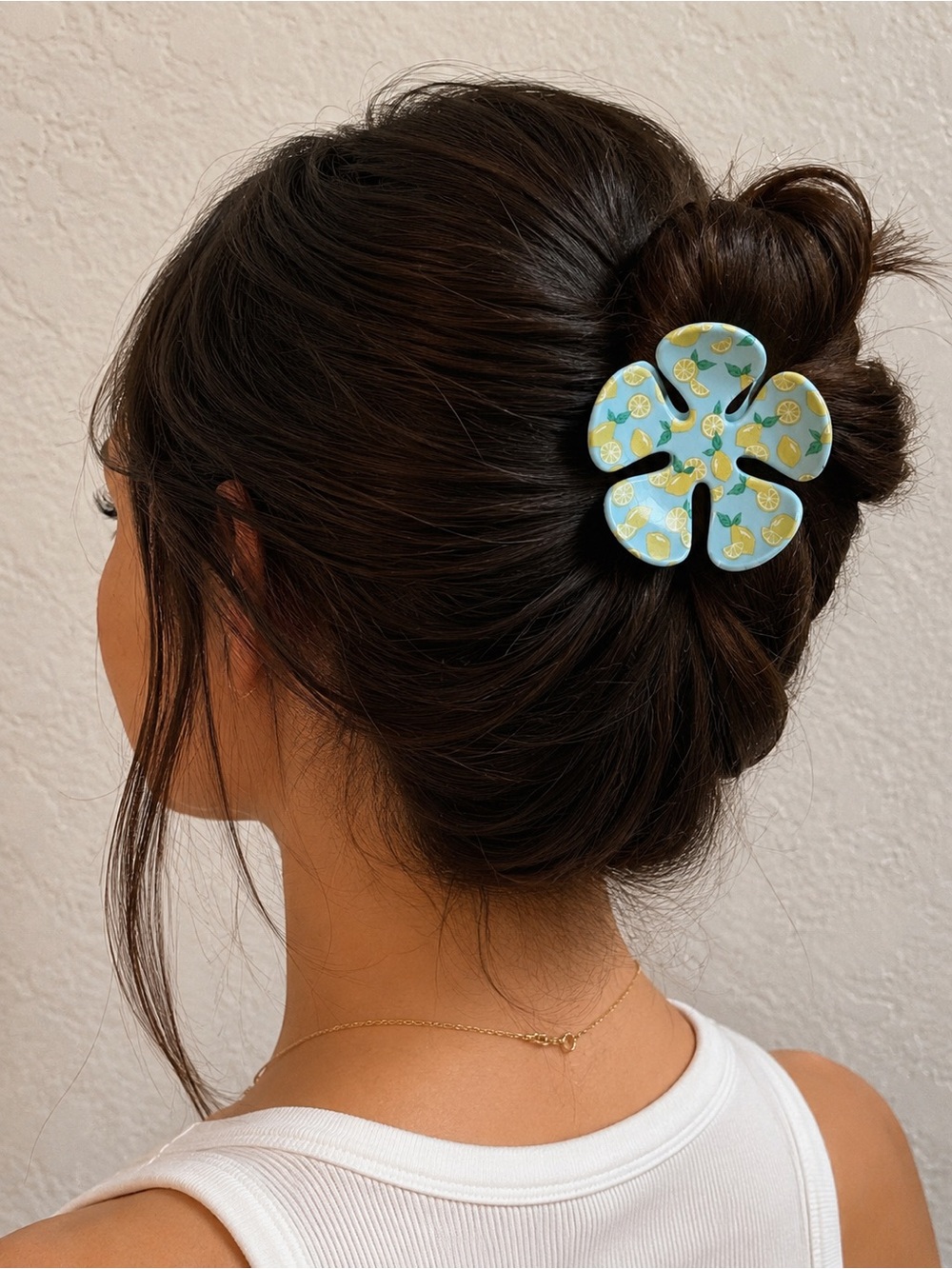 Scunci Blue Floral Lemon Hair Clip